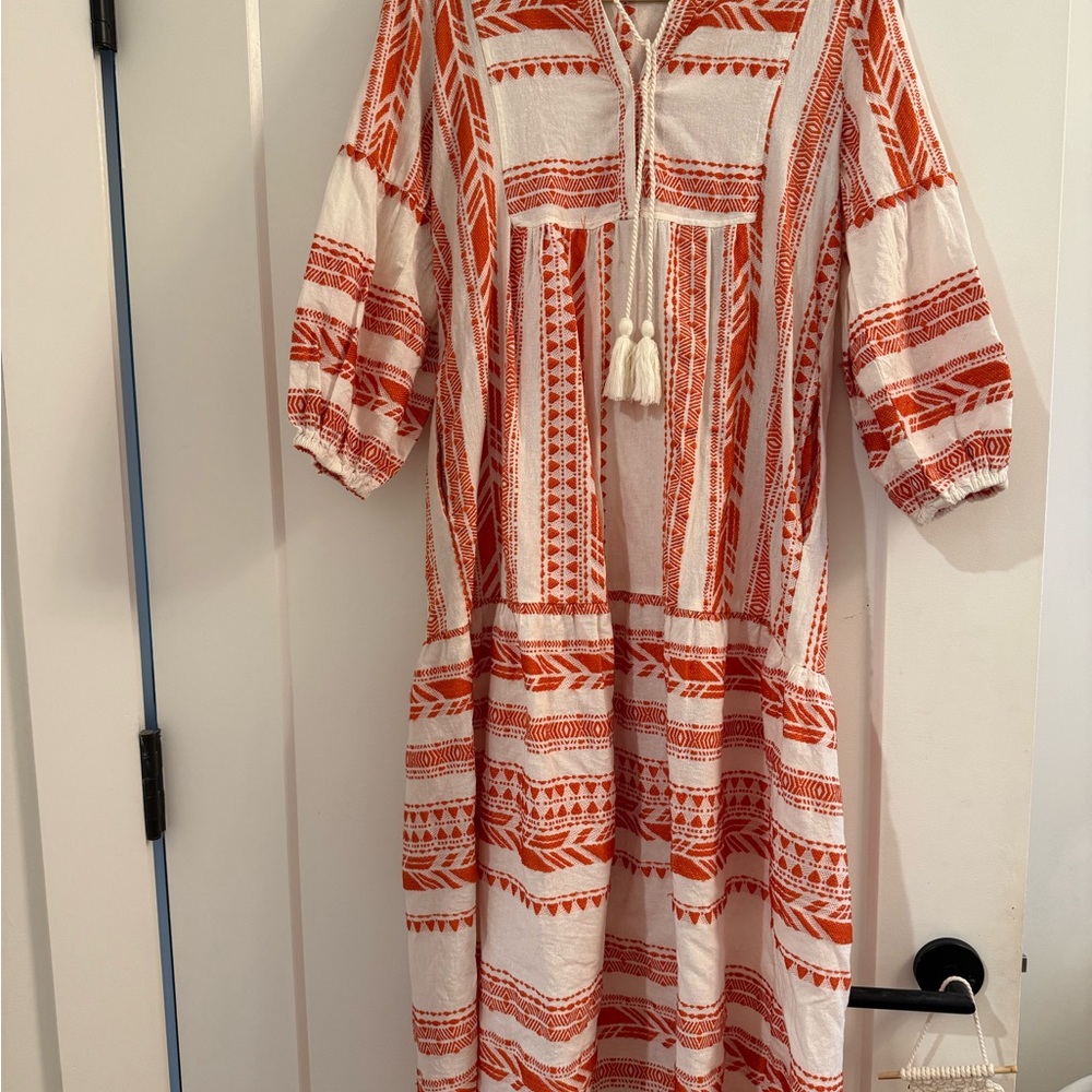 Elan Orange and White Patterned Dress